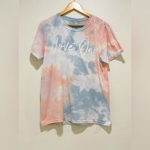 Love One International Faded Pink & Blue Tie Dye Tee